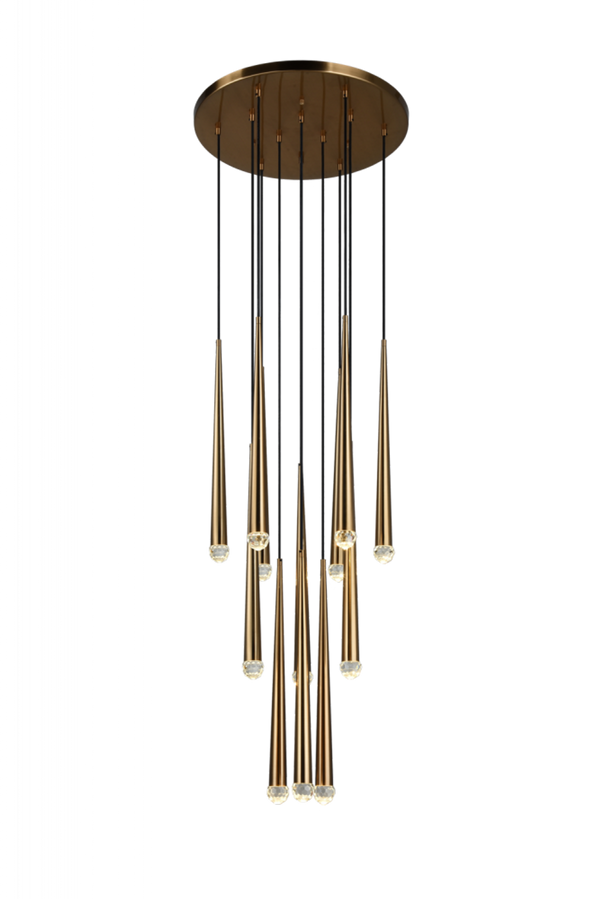 Pendant, 12-Light, LED, Brass, Aged Gold Brass, 24"H (C62712AG 305UT7V)