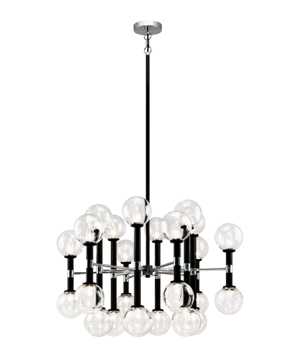 Chandelier, 24-Light, Black, 30"W (C75324BKCL 305UT84)