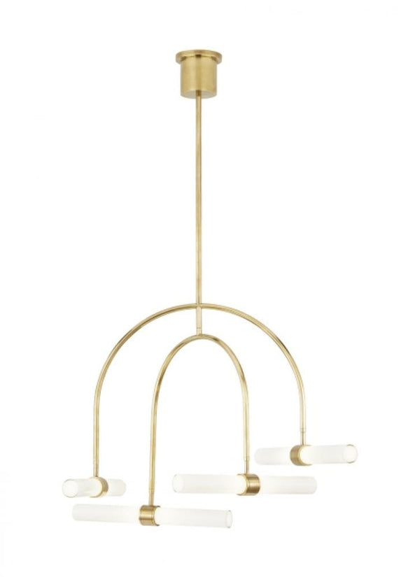 Chandelier, 4-Light, LED, Natural Brass, 27.8"W (700CLM4NB-LED930 70PDAY8)