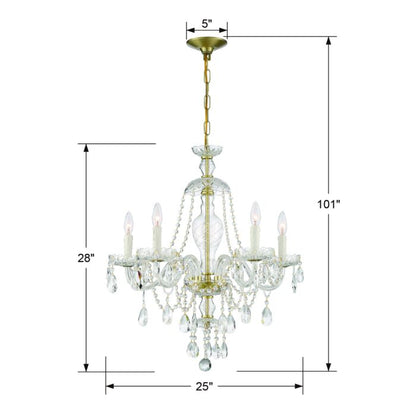 Candace Chandelier in Polished Brass with Swarovski Strass Crystal Crystals