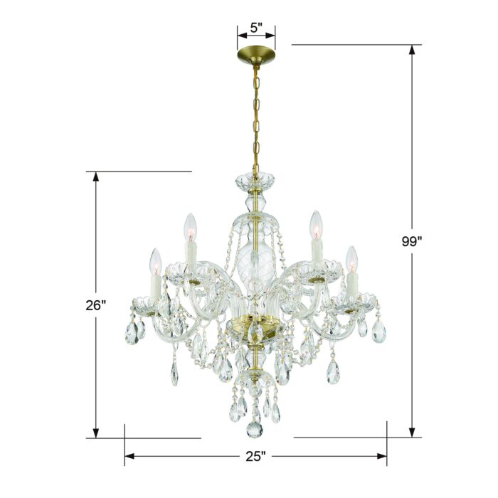 Candace Chandelier in Polished Brass with Swarovski Spectra Crystal Crystals