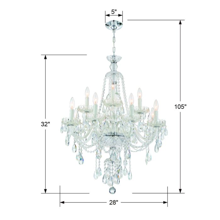 Candace Chandelier in Polished Chrome with Swarovski Strass Crystal Crystals