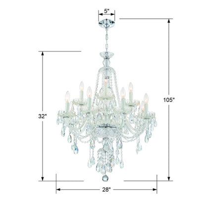 Candace Chandelier in Polished Chrome with Swarovski Strass Crystal Crystals