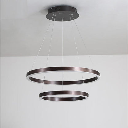 Modern LED Circular Chandelier Two-Tier Minimalist Pendant Light