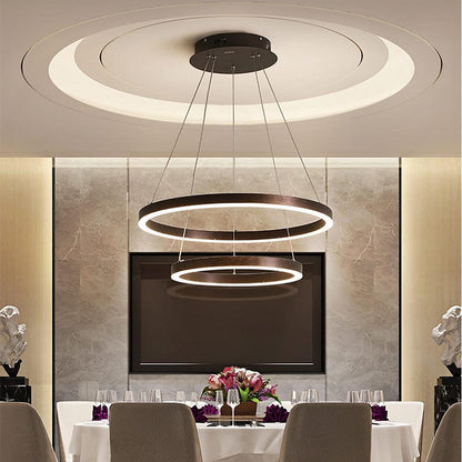 Modern LED Circular Chandelier Two-Tier Minimalist Pendant Light