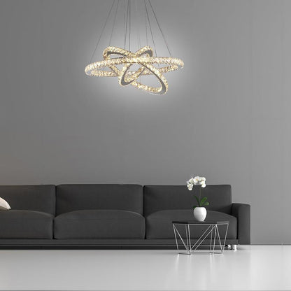 Interwoven Geometrical Circle Crystal Chandeliers for Living Room