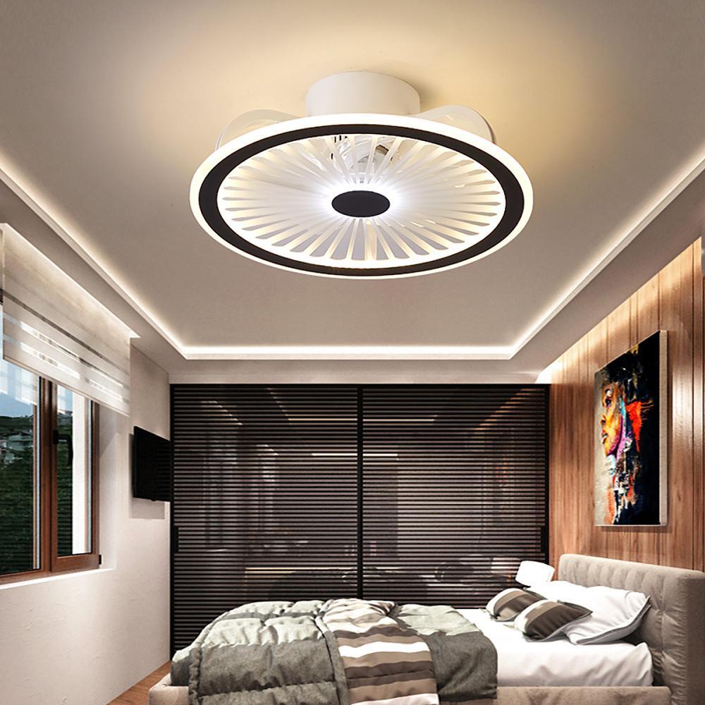 Modern Black White Bladeless Ceiling Fan with LED Light