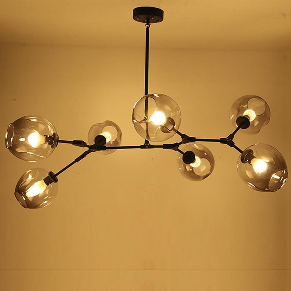 Globe Sputnik Industrial Glass Chandelier Modern Lighting with Customizable Color Shades