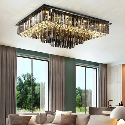 Gio Rectangular Crystal Ceiling Chandelier