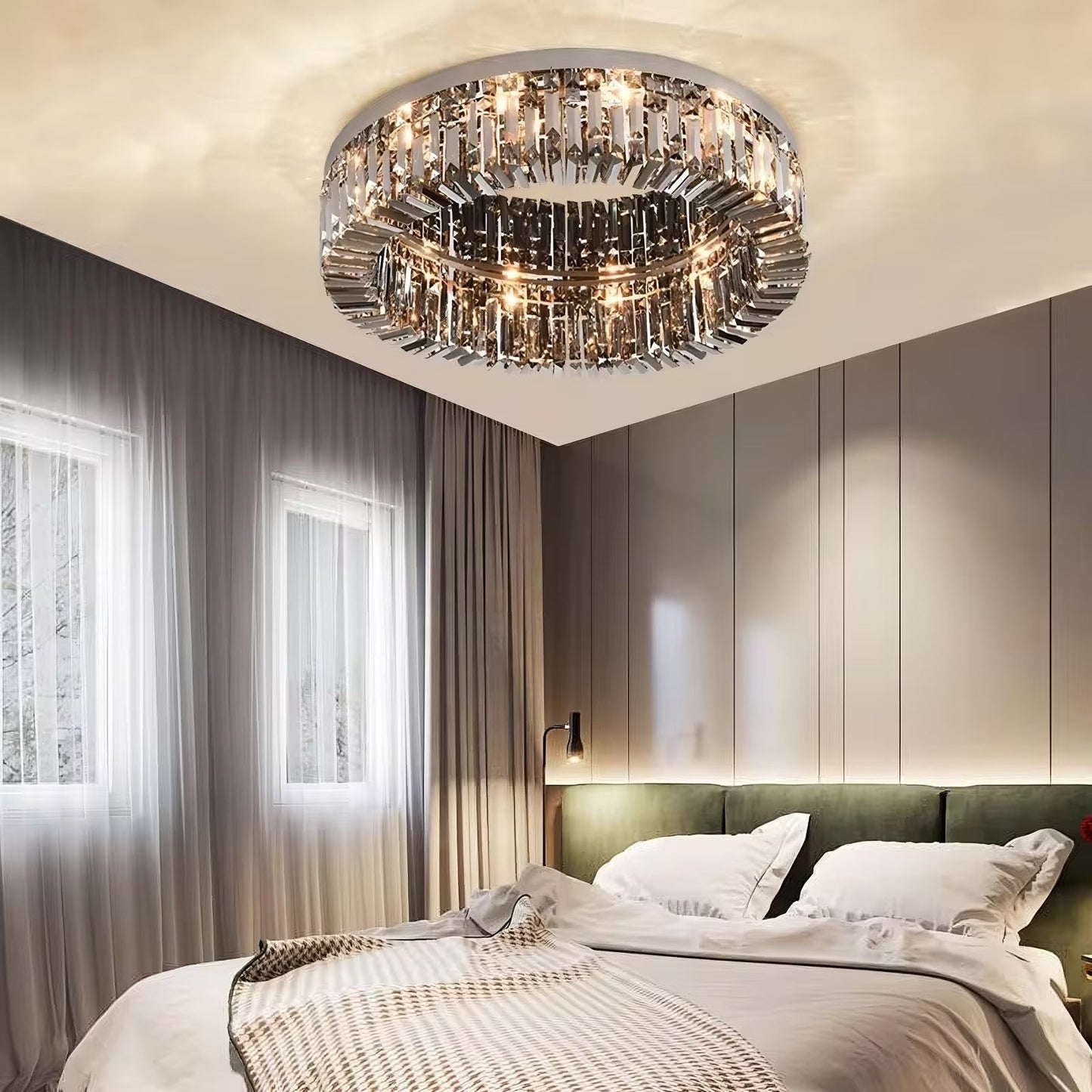 Specchio Smoke Grey Crystal Ceiling Light