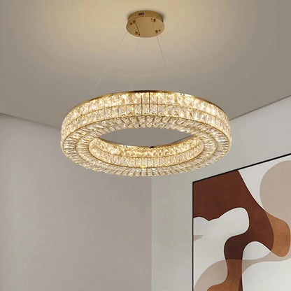 Bacci Crystal Modern Chandelier, Gold