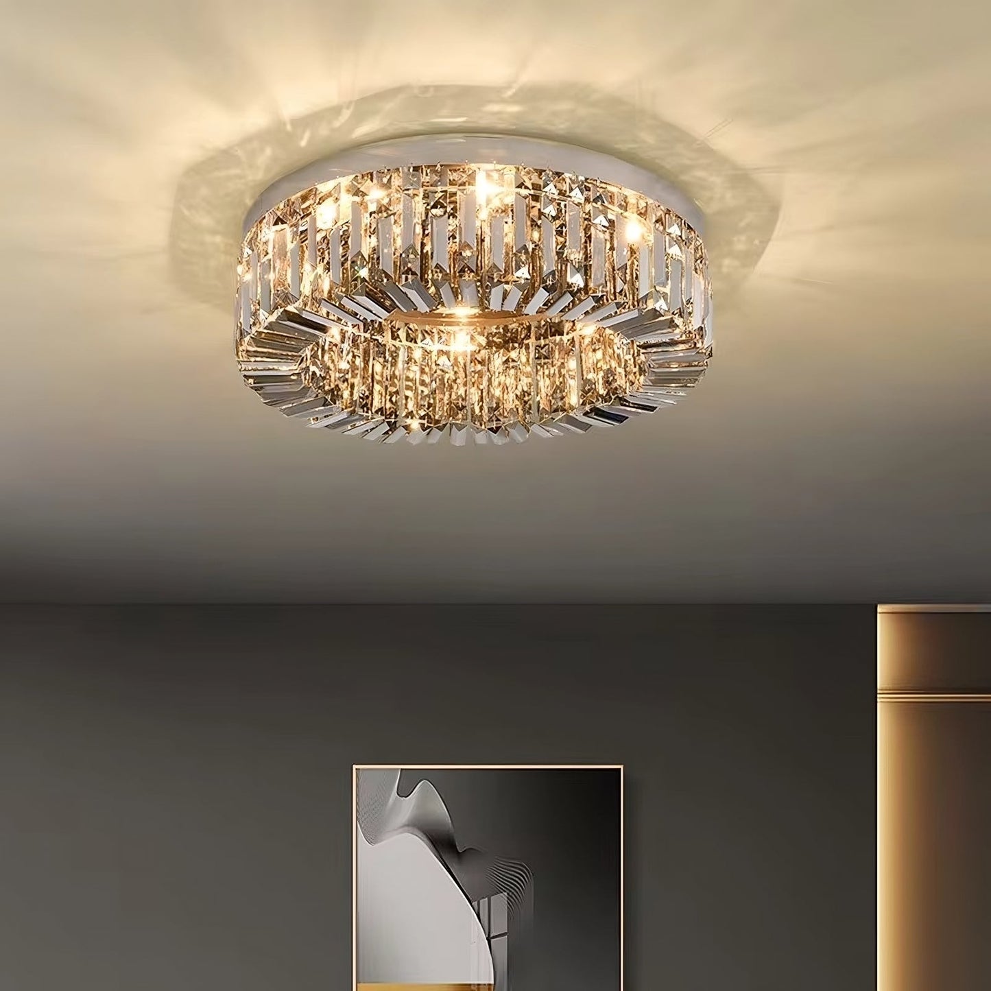 Specchio Smoke Grey Crystal Ceiling Light