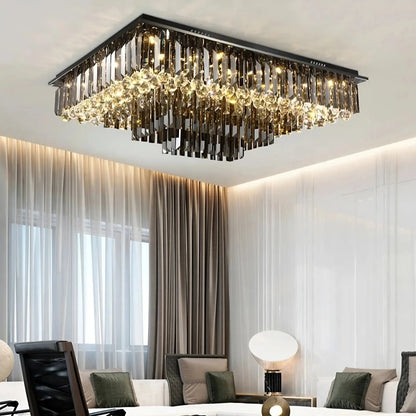 Gio Rectangular Crystal Ceiling Chandelier