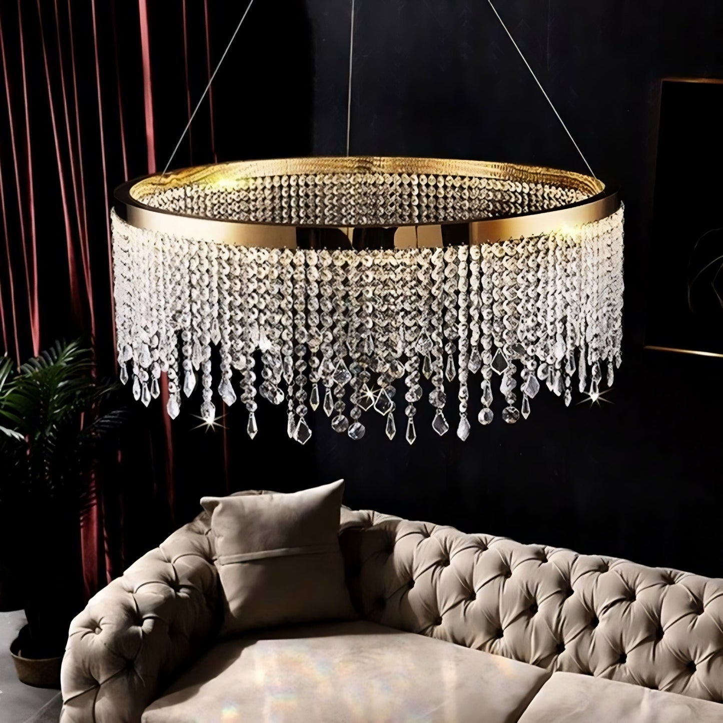 Adena Crystal Modern Ring Chandelier