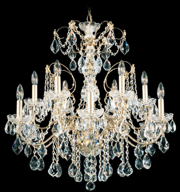 Chandelier, 12-Light, Antique Silver, Clear Heritage Crystal, 30"W (1712-48 180WXE)