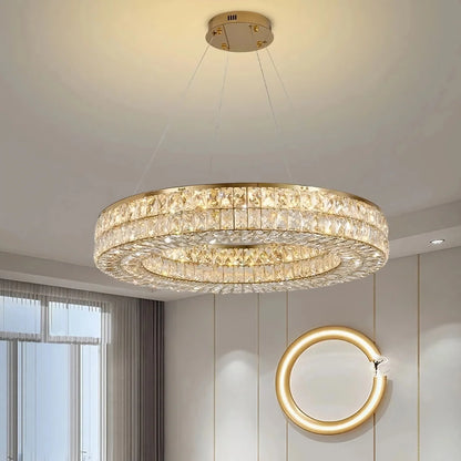 Bacci Crystal Modern Chandelier, Gold