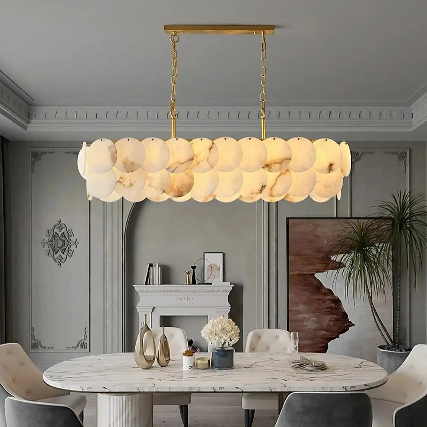 Moonshade Marble Dining Room Chandelier