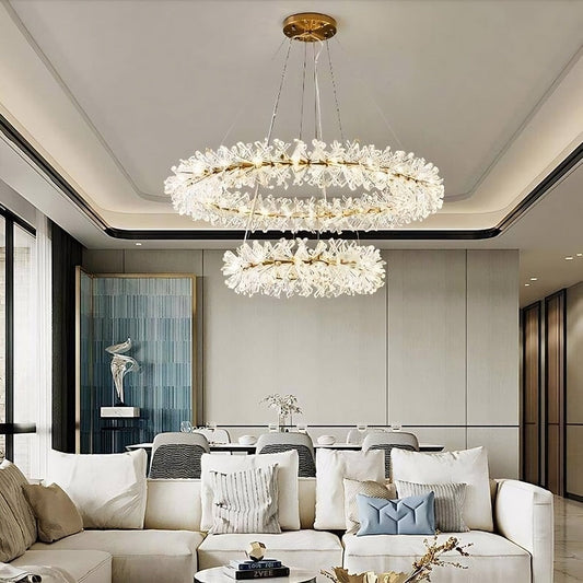 Mira Double Ring Crystal Chandelier