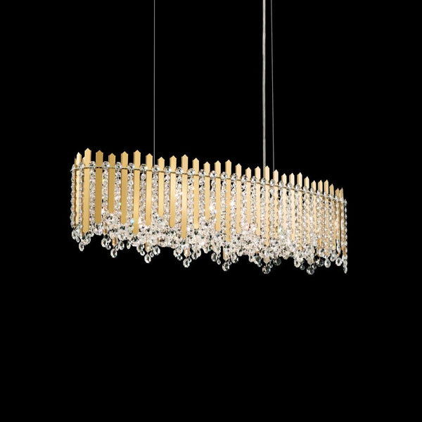 Linear Chandelier, 12-Light, Gold Mirror, Clear Swarovski Crystal, 36"W (MX8340N-301S 1J5VWR)