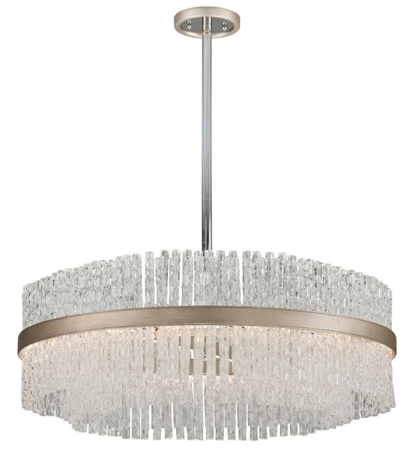 Pendant, 12-Light, Silver Leaf Polished Stainless Steel, Clear Tubular Glass, 36"W (204-48 8XMU)