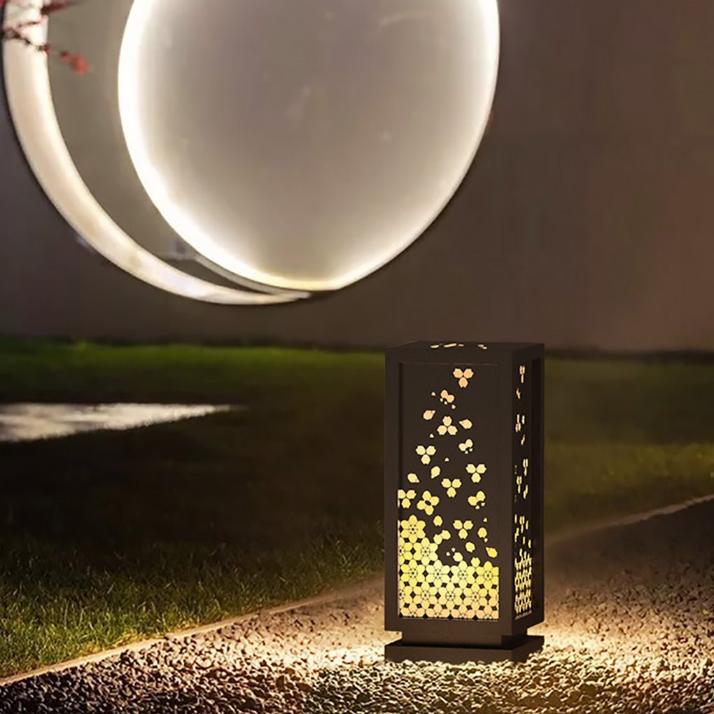 Asian Style Hollow Carved Outdoor Courtyard Waterproof Landscape Lighting Decorative Lamp