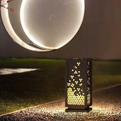 Asian Style Hollow Carved Outdoor Courtyard Waterproof Landscape Lighting Decorative Lamp