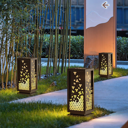 Asian Style Hollow Carved Outdoor Courtyard Waterproof Landscape Lighting Decorative Lamp