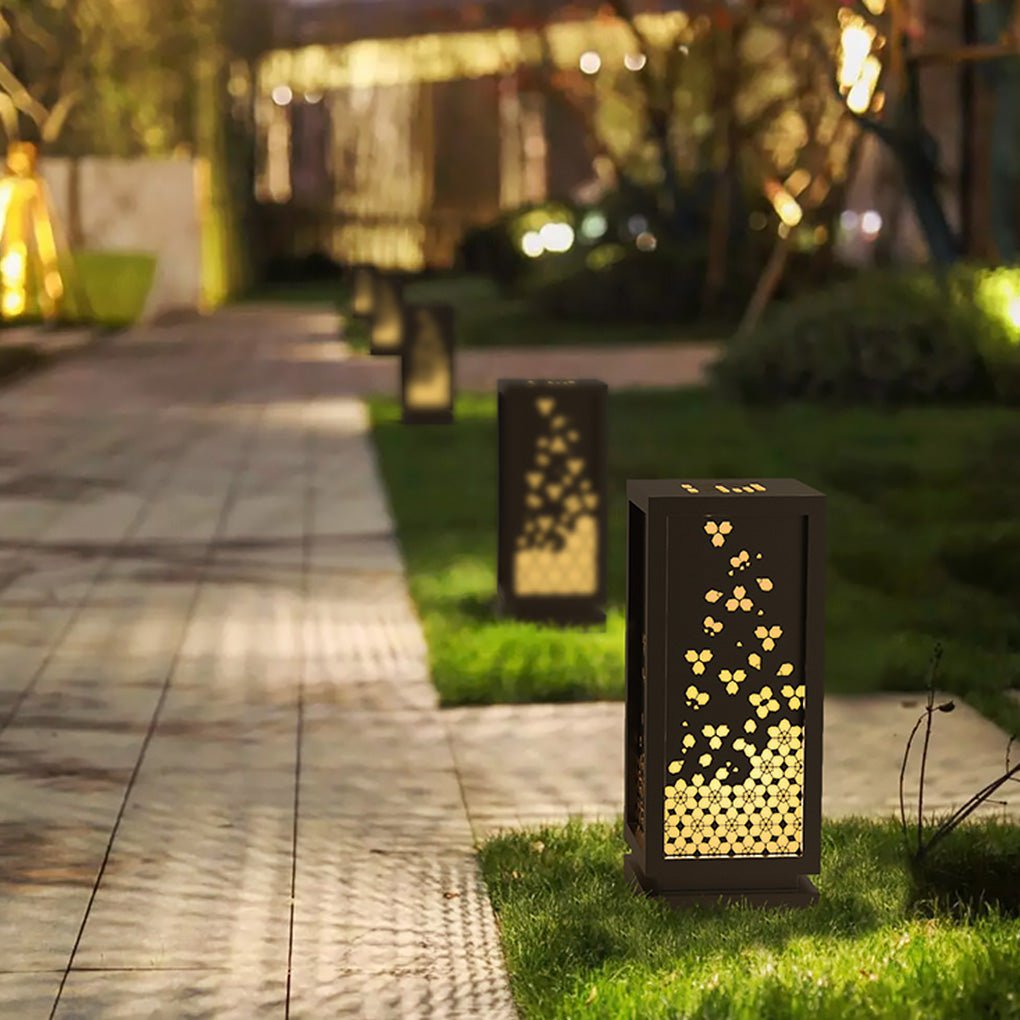 Asian Style Hollow Carved Outdoor Courtyard Waterproof Landscape Lighting Decorative Lamp