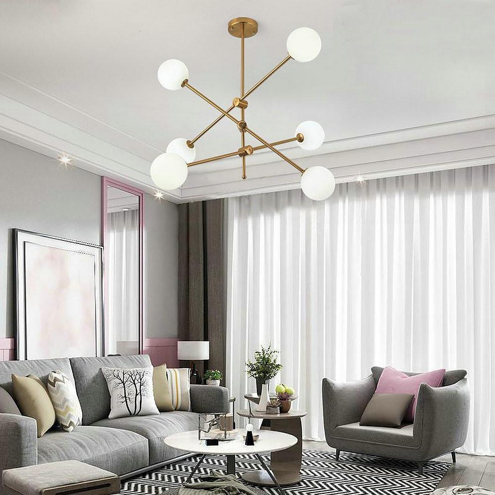 Geometrical Gold Sputnik Chandelier Globe Chandelier 6 Bulbs