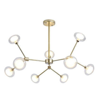 9-light Glass LED Nordic Sputnik Chandeliers Hanging Ceiling Lights