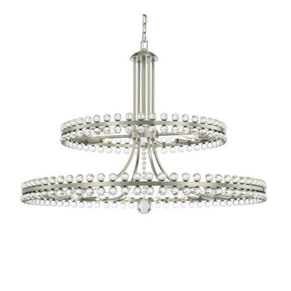 Clover Transitional Chandelier in Brushed Nickel with Clear Glass Beads Crystals