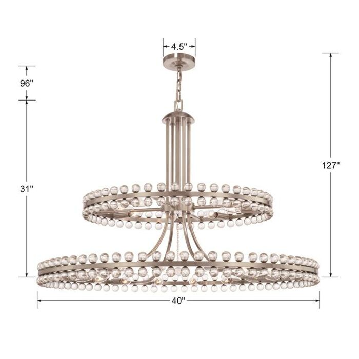 Clover Transitional Chandelier in Brushed Nickel with Clear Glass Beads Crystals