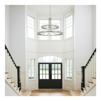 Clover Transitional Chandelier in Brushed Nickel with Clear Glass Beads Crystals