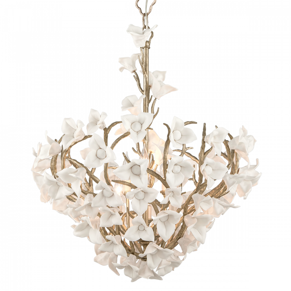 Chandelier, 6-Light, Silver Leaf, 32"H (211-47-SGL CZ7U)