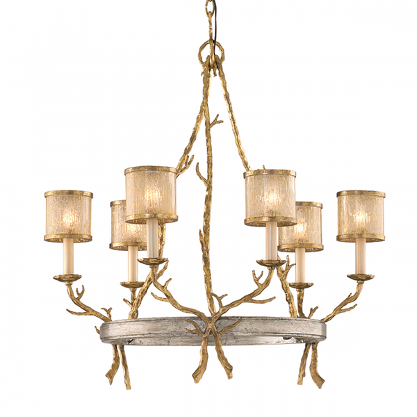 Chandelier, 6-Light, Gold, 31.75"H (66-06-VGL/SSL CZ7X)