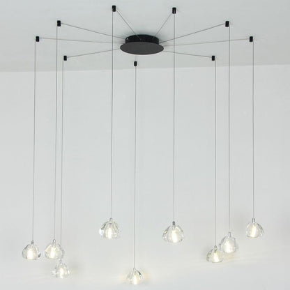 Contemporary Cluster Design Raindrop Chandelier Metal Crystal Ceiling Light