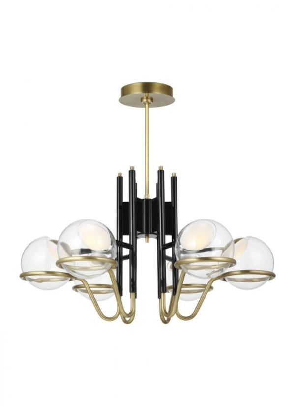 Medium Chandelier, 6-Light, LED, Glossy Black/Natural Brass, 29.5"W (700CRBY6BNB-LED927 70PGDHV)