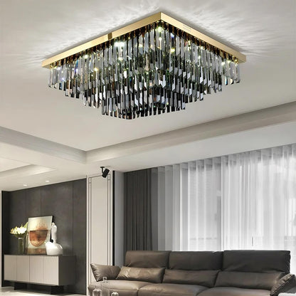 Gio Smoke Grey Crystal Ceiling Chandelier