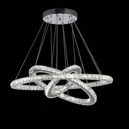 Interwoven Geometrical Circle Crystal Chandeliers for Living Room