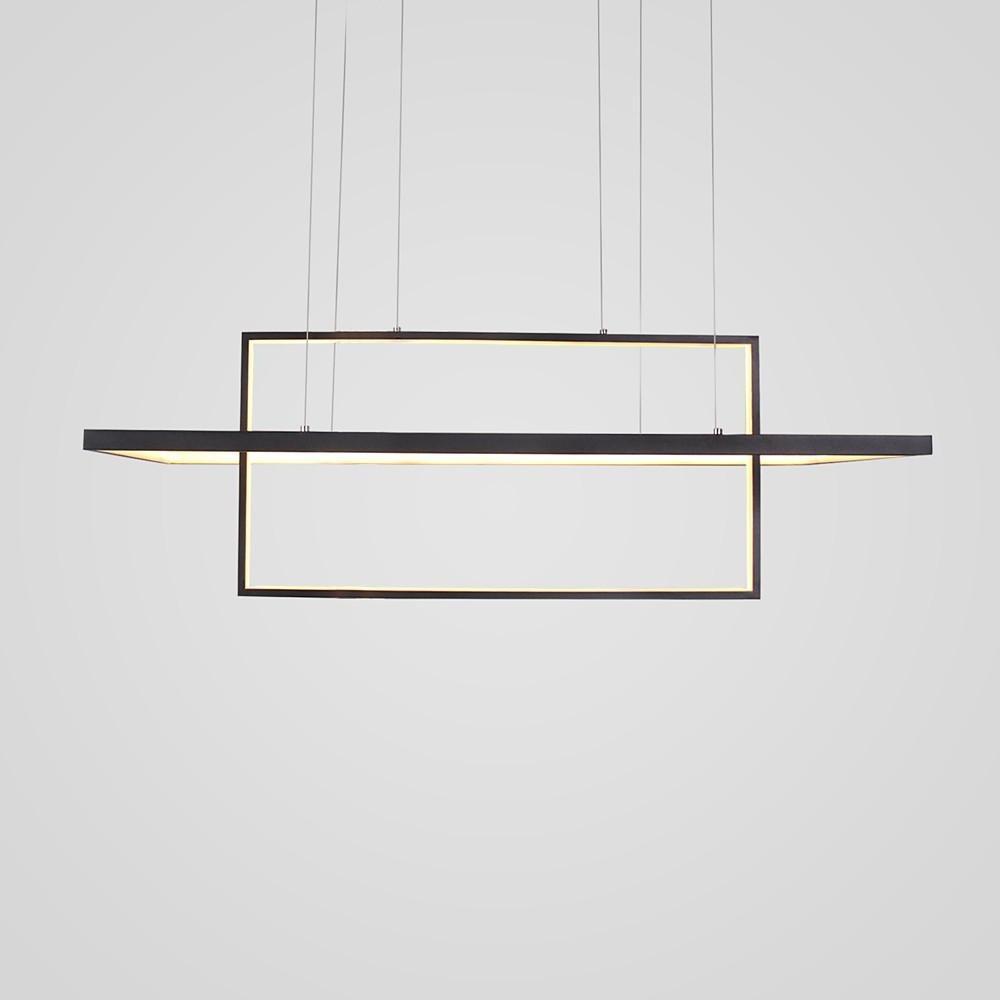 2 Rectangular LED Black Modern Pendant Lighting Hanging Ceiling Lights