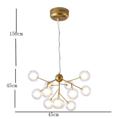 Sputnik Cluster Chandelier Light Metal Glass LED Chandelier 12 Bulbs