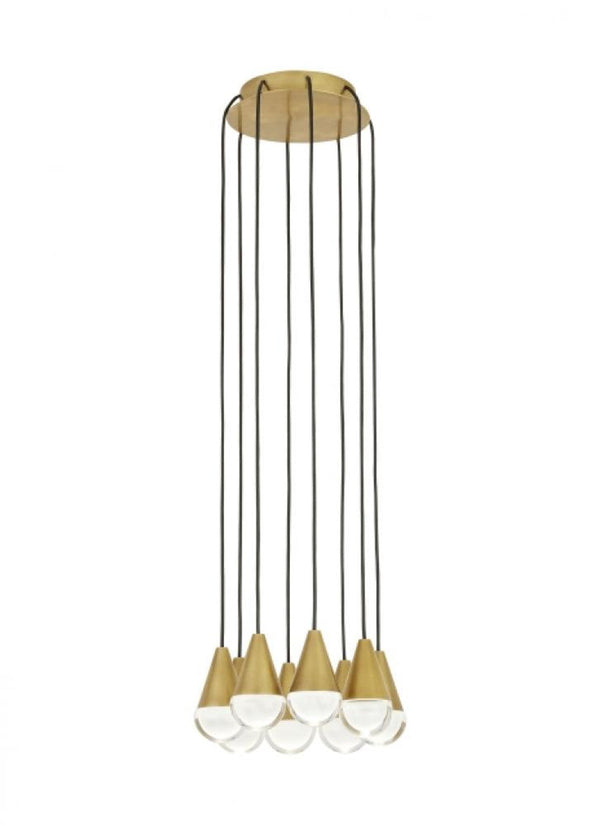 Light Chandelier, 8-Light, LED, Natural Brass, 10.5"L (700TRSPCPA8RNB-LED930 70PGDJA)