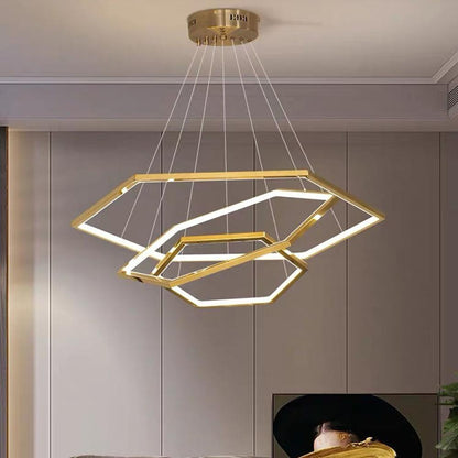 Geometric Ring Electroplated Stainless Steel LED Modern Chandelier Pendant Light