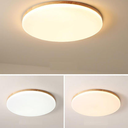 Circular Minimalist Flush Mount Dining Room Light Bamboo Acrylic LED Ceiling Lights