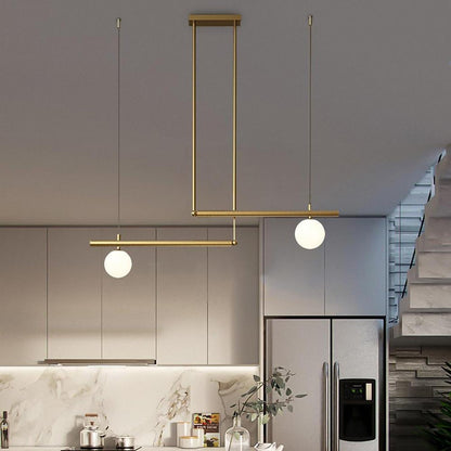 Minimalist Modern Linear Globe Pendant Lighting Copper Glass Kitchen & Dining Room Light