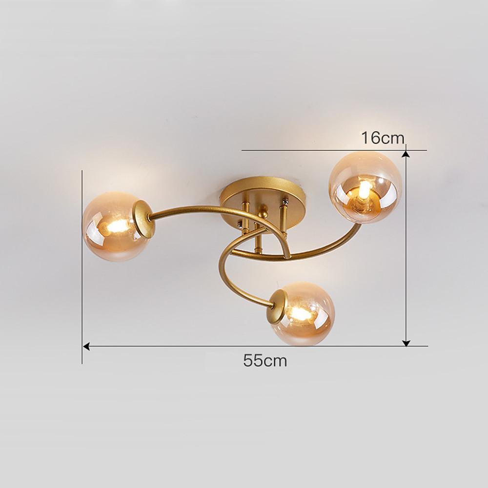 5-light Glass Globe Design Swirled Metal LED Modern Ceiling Lights