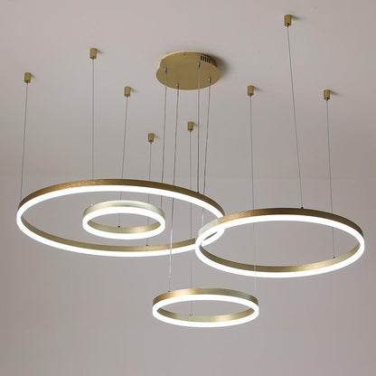 Circle Aluminum Large Chandeliers for High Ceilings Living Room Ceiling Lights