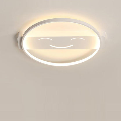 Circle Shaped Flush Mount Ceiling Light Face Metal Light 1 Light