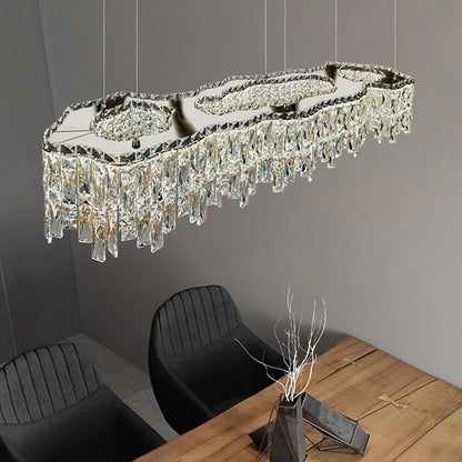 Bacci Crystal Modern Dining Room Light Fixture 47"