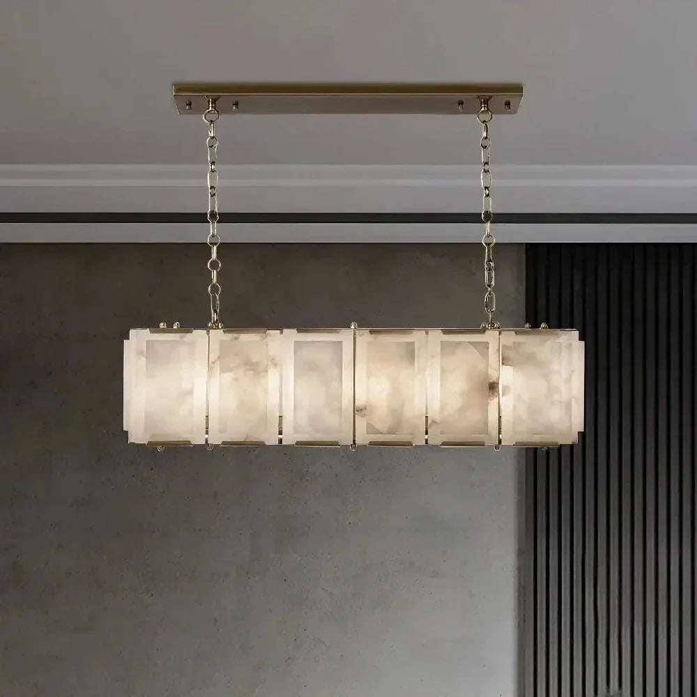 40" Natural Marble Rectangular Chandelier